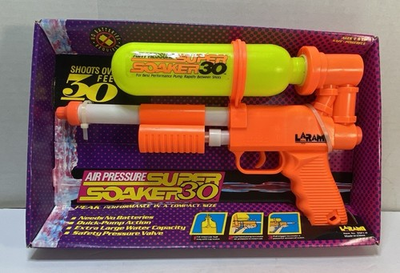 #ad Vintage 1990s Larami Super Soaker 30 Air Pressure Pump Water Gun Orange Rare $54.99