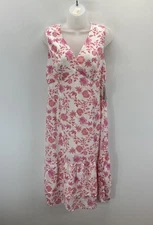 Collective Concepts Womens Floral Ruffle Detail Lace Up Midi Dress Size M NWT