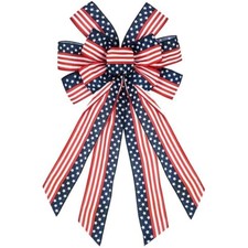 Large 4th of July Bows for Wreath, Patriotic Wreath Bows Red Blue Burl