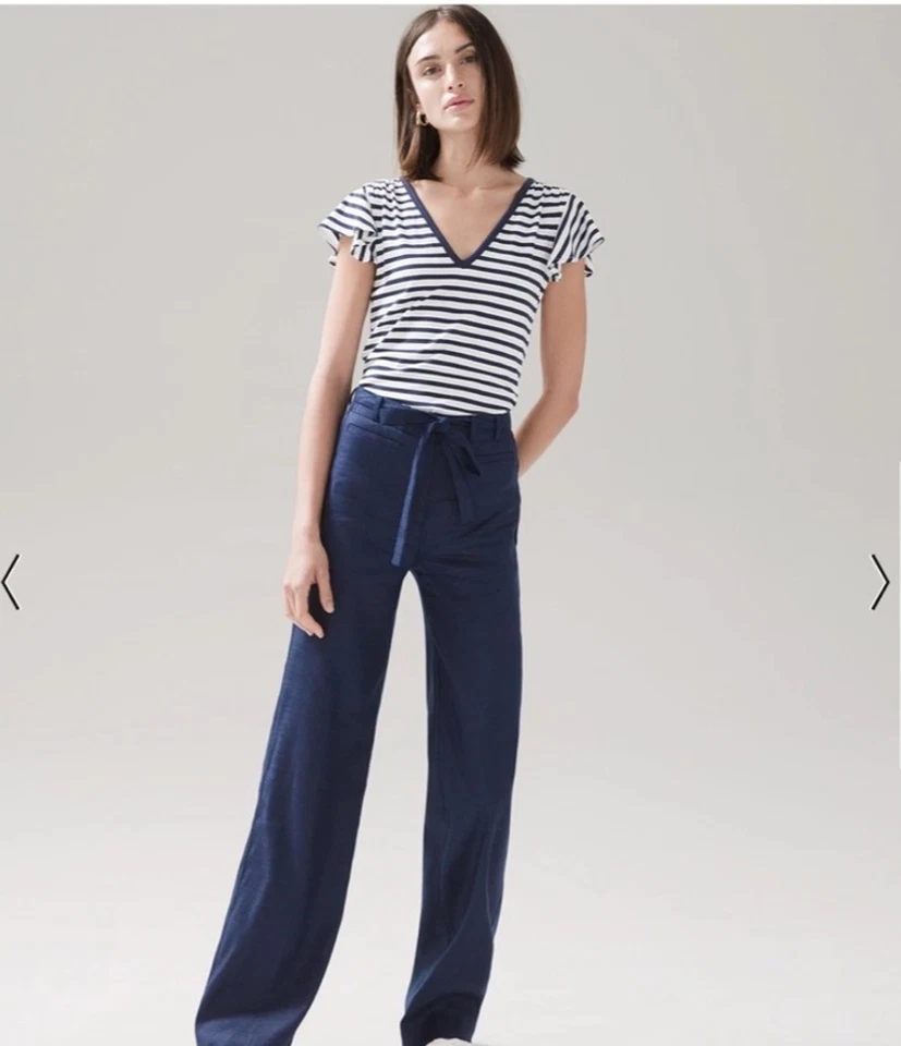 Pantalones cortos clásicos de la Casa Blanca del Mercado Negro para mujer de pierna ancha mezcla de lino 12