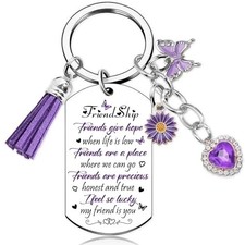 Best Friend Birthday Gifts for Women - Funny Friendship Keychain Purple