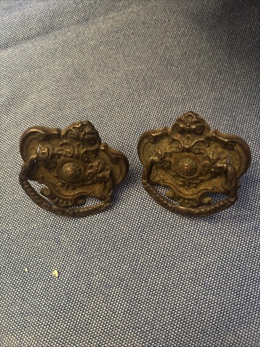 Set Of 2 Vintage Antique Desk Dresser Bureau Drawer Pulls Knobs