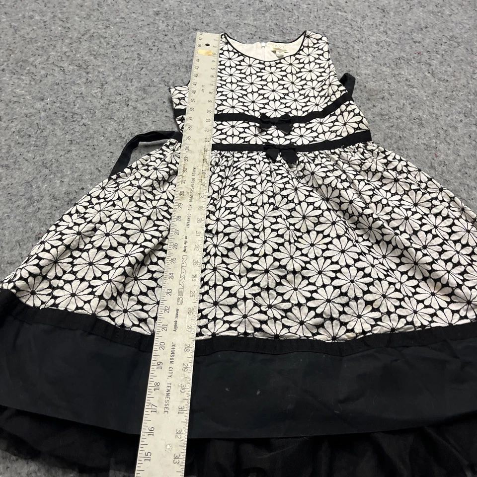 黑白花卉女孩连衣裙 14 码 无袖。 裙衬 后拉链。 时尚 — 第 4/4 张图片
