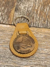 Ducks Unlimited Ladies Tan Leather & Metal Of Women and Waterfowl Keychain