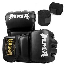 LangRay MMA Gloves Open Finger Boxing & Martial Arts Training PU Men Women