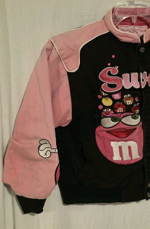 Chaqueta de Colección JH Design M&M Niños Nascar Racing Juvenil Negra y Rosa GRANDE 9-10 Foto 3 de 4