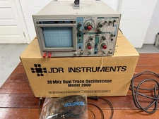 JDR Instruments 20 MHz Dual Trace Model 2000 Oscilloscope Untested. Has Box.