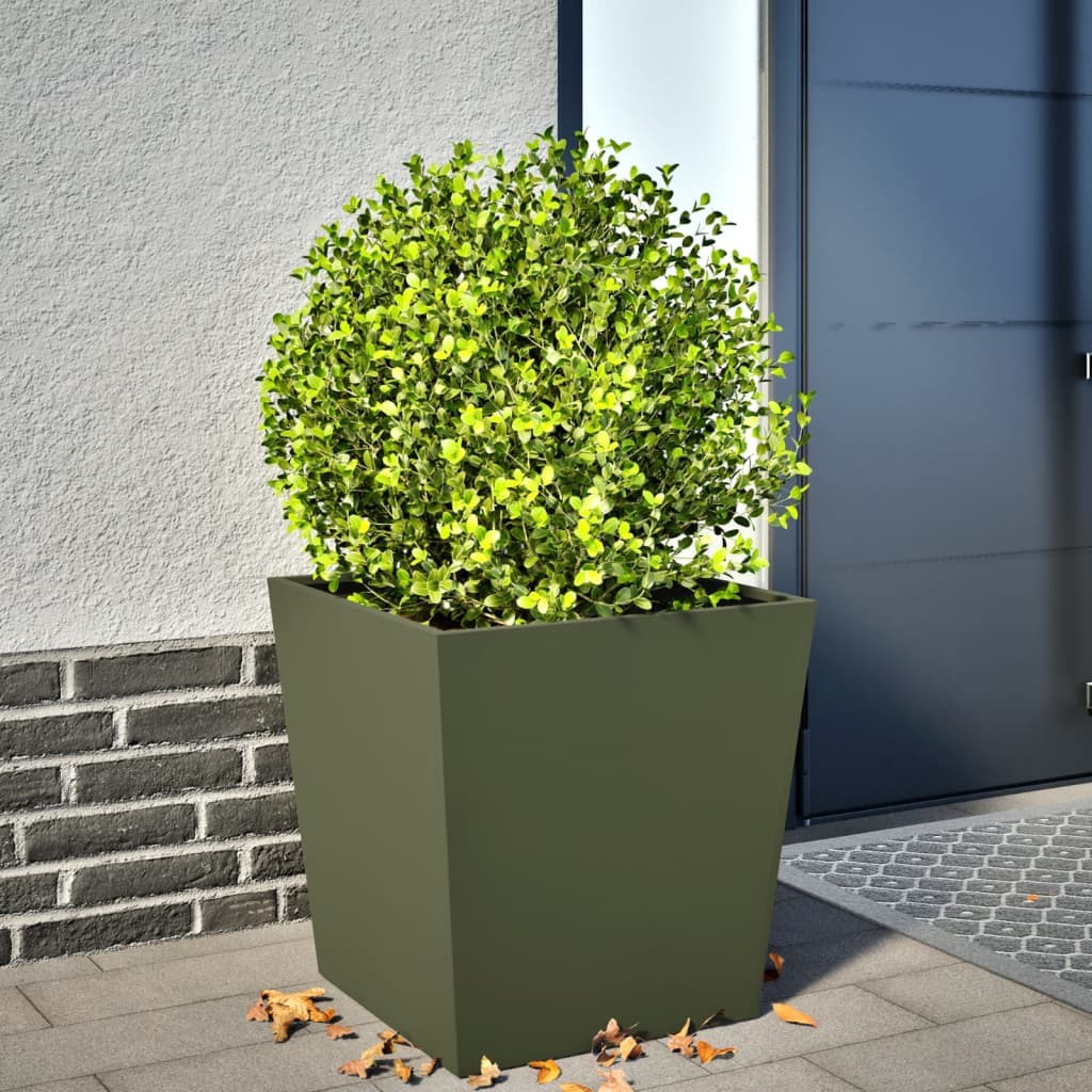 Fioriera Cubica vidaXL Acciaio Verde Oliva 50x50x50 | Design Esterno