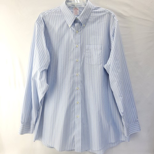Brooks Brothers Madison Dress Shirt 18-37 Blue White Striped Long Sleeve Cotton - Picture 3 of 9