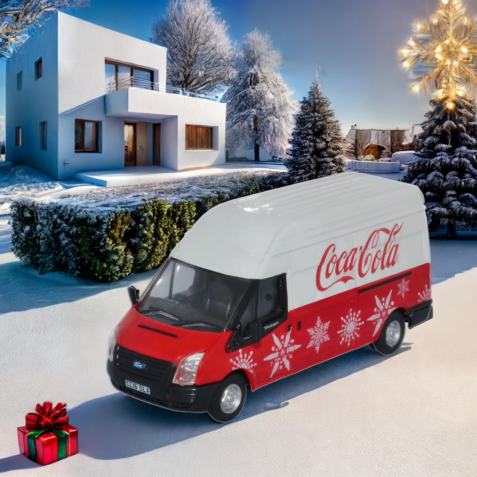 Oxford Diecast Ford Transit LWB Coca Cola Xmas 1:76 Scale Diecast Model in Box - Image 7