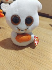 Ty Beanie Baby Boos 37236 Scream White Ghost with Pumpkin Halloween / 15cm NEW