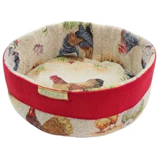 Farmhouse Rooster Tapestry Bread Basket – Rustic Kitchen Table Bread Holder
