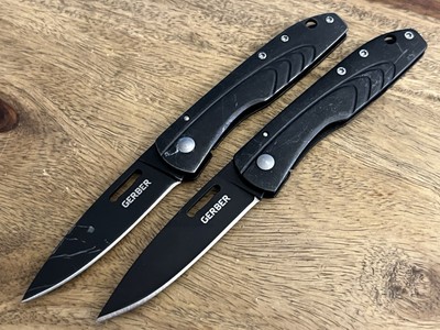 Gerber Knife STL 2.0 Small Frame Black Stainless Handle & Blade(Lot Of 2) TASKCo