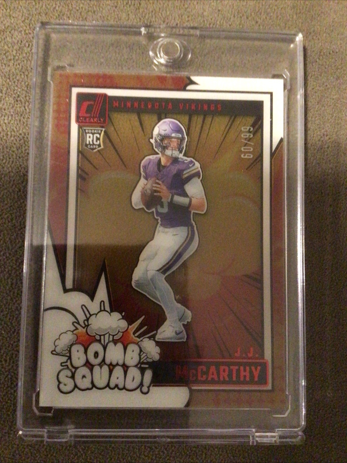 2024 Panini Clearly Donruss - Clearly Bomb Squad J.J. McCarthy #5 Red /99 (RC)
