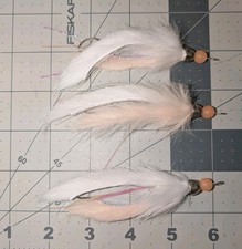3 Each #2 white And Flesh Egg Sucking mega  Dolly Llama Alaska trophy trout Fly