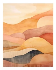 Abstract Desert Landscape Wall Art Poster - Warm Earth Tones