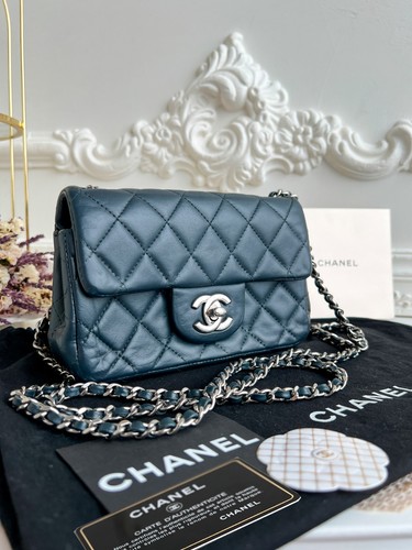 Authentic Chanel small dark gray lambskin crossbody bag 17354630 B0910 - Picture 6 of 24