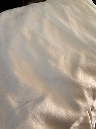 My Pillow 100% Giza Cotton Comfort Queen Fitted Flat Sheets Sateen Stripe Beige - Picture 3 of 5