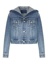 ALA�A Blue Hooded Denim Jacket New