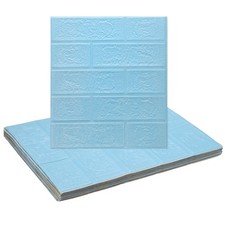 10pcs 3D Wall Panels Peel and Stick 13.8"x15.2" Brick Design, Light Blue