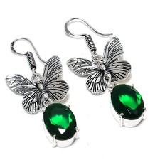 Chrome Diopside Gemstone Handmade 925 Sterling Silver Jewelry Earring Size 2