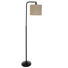 Black Floor Lamp 65in Tall Modern Linen Shade LED Bulb Shade 11L x 11W x 9H in