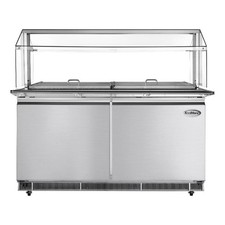 Pemberly Row Silver 60" Commercial Refrigerated Prep Station with Sneeze Guard