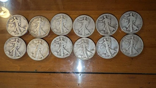 Walking Liberty Half Dollars lot of 12 90% Silver