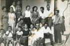 #65392 Greece 1950s. Group of friends & neighbors. Photo PC size RPPC