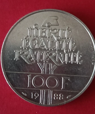 100 francs argent de1988 "fraternité" - Photo 1/2