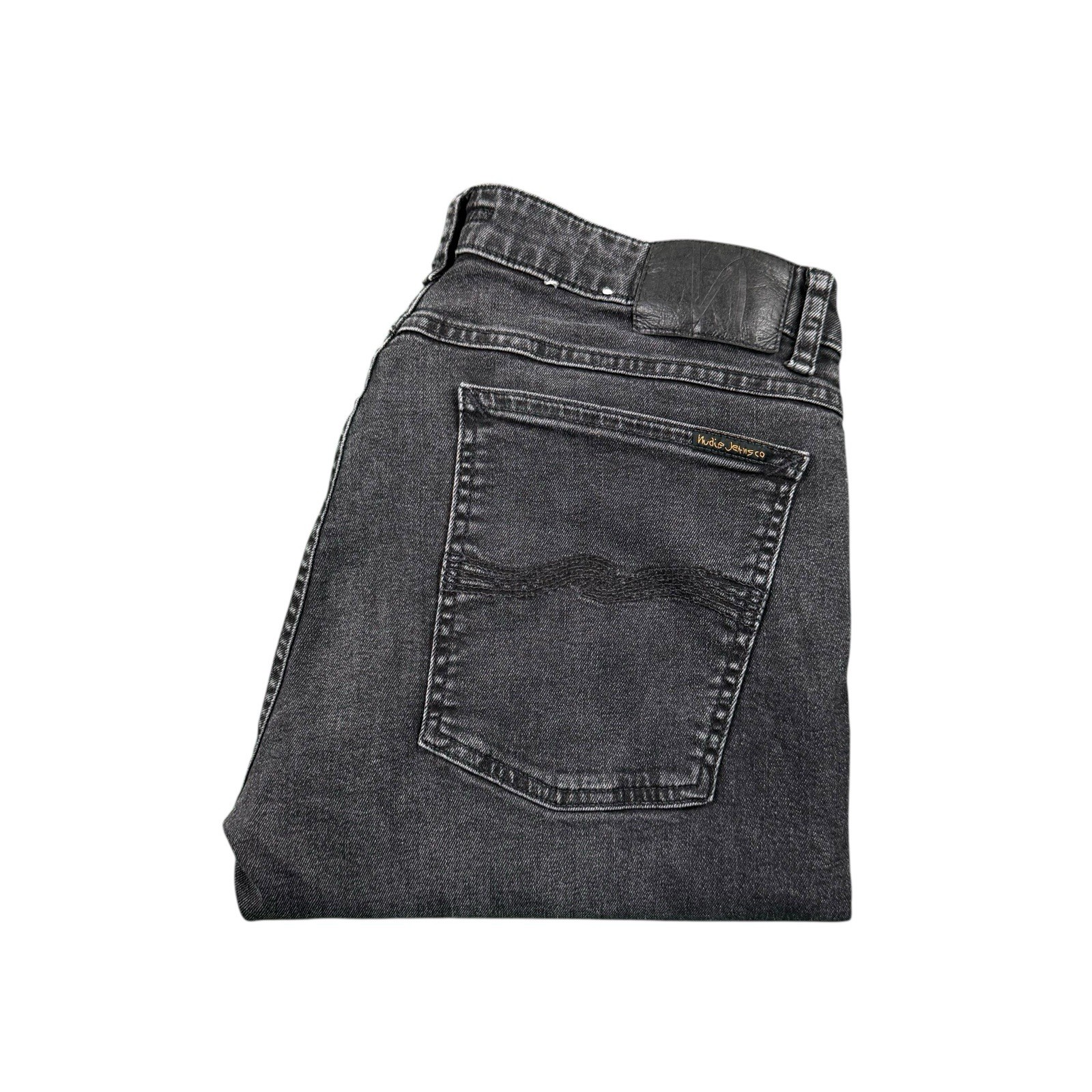 Nudie Skinny Lin Worn Black Cotton Blend Denim Jeans Size 34x34