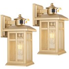 2-Pack Gold Exterior Motion Wall Sconces, Outdoor Waterproof Wall Light Fixtu.