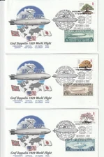 (3) 2012 Commemorative Covers 1929 Graf Zeppelin Around  The World Fight