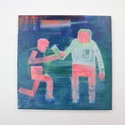 Original Painting Abstract Figurative Vibrant Neon Brushwork Acrylic Canvas Art