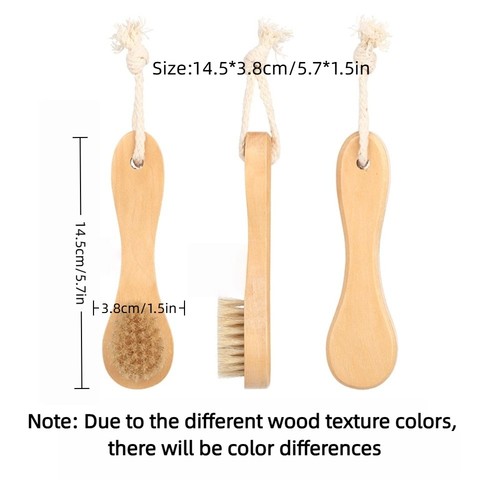 5.7" Bath Brush Wooden Handle Exfoliating Brush Cleansing Brush Skin Care - Picture 2 of 7