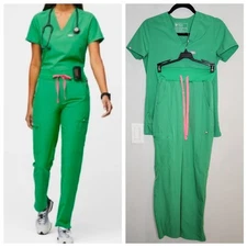 Figs Fionlite Safety Green Set XXS Caterina 1- Pocket Top XXSP Yola Skinny Pants