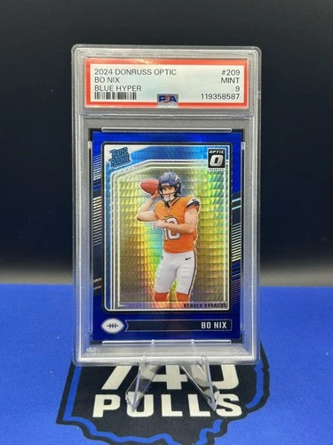 2024 Panini Donruss Optic - Rated Rookie Bo Nix #209 Blue Hyper Prizm (RC) PSA 9
