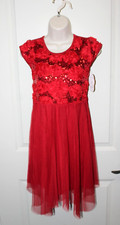 Wonder Nation Girls Large 10-12 Red 100 Polyester Sleeveless Dress Sequins