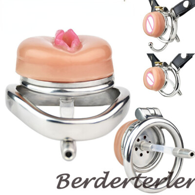 Latest Stainless Steel Male Chastity Device Inverted Cage with Tube Lock Ring