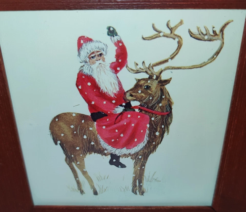 Friends Santa Pictures Framed Wall Art Reprints 2 Folk Art Father Christmas - Image 4 of 4