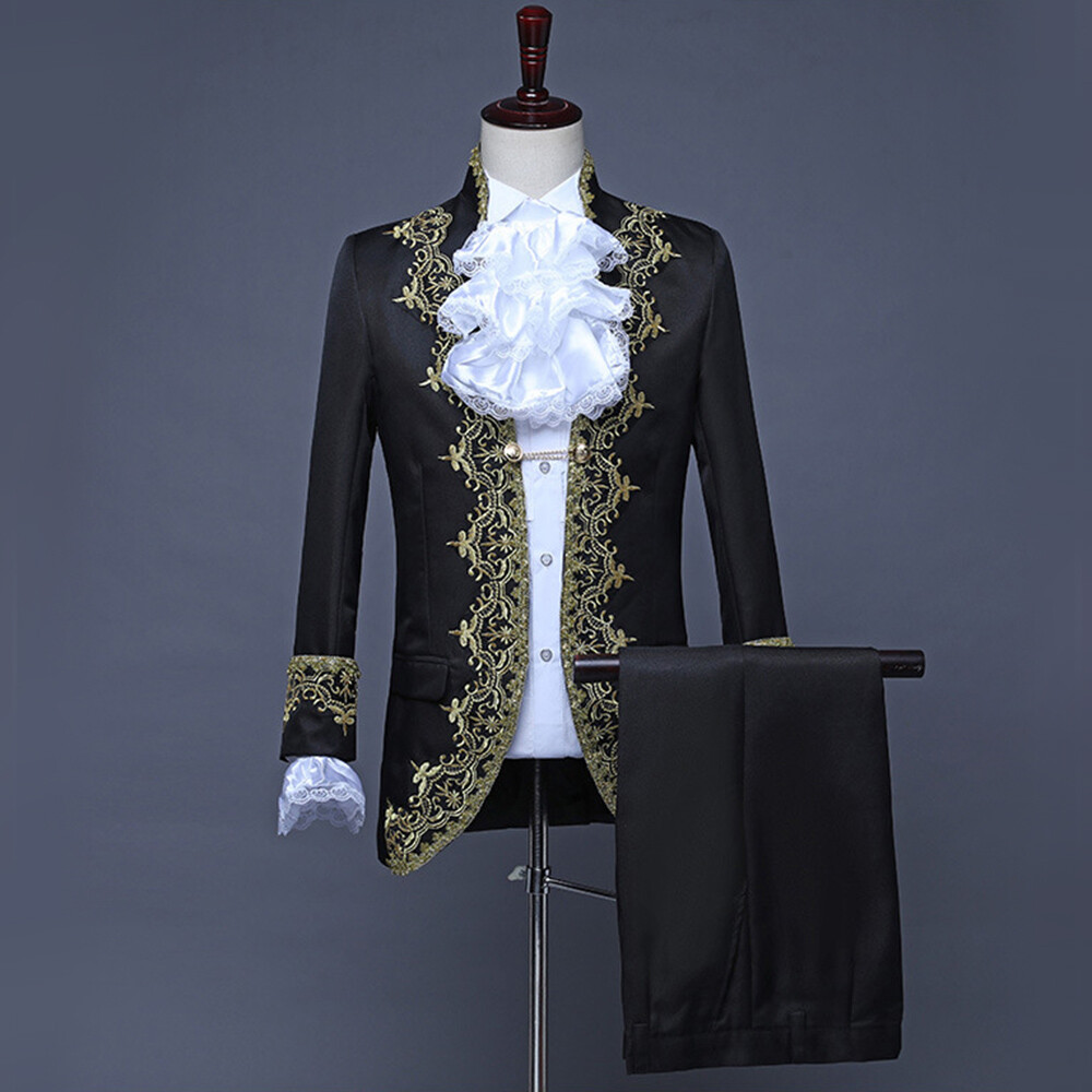 Men Victorian Jacket and Pans Set Fit Suit Retro Mess Dress Uniform Coat