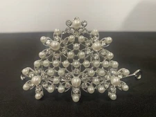 Princess Tiara Comb Wedding Communion Hair /Veil Faux Pearl Rhinestone Accessory