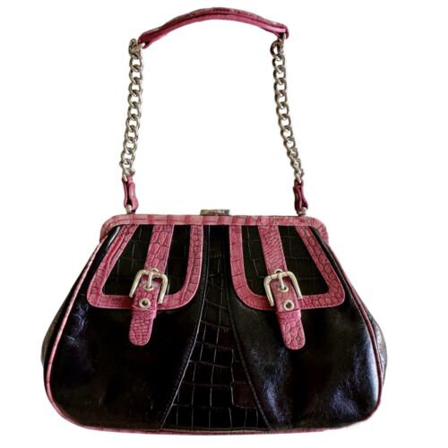 Isabella Fiore Croc Leather Detail Handbag Barbie… - image 1