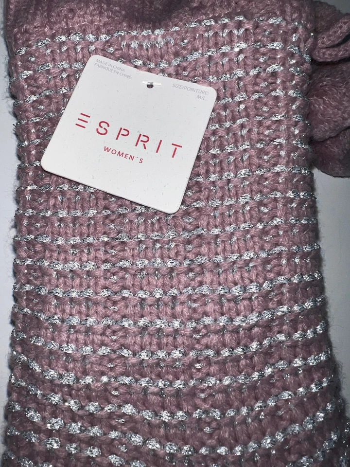 Esprit Calcetines Zapatilla Malva y Metálicos Plateados M/L Empuñaduras Antideslizantes *NUEVOS CON ETIQUETAS* BONITOS Foto 2 de 4