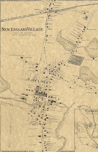 Grafton Saundersville Farnumsville MA 1870 Maps with Homeowners Names Shown - Picture 4 of 5