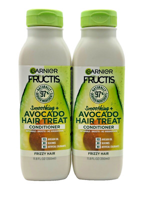 Lot of 2 Garnier Fructis Smoothing Avocado Hair Treat CONDITIONER 11.8 oz