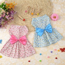 Small Pet Dog Cat Summer Floral Print Skirt Princess Dress Puppy Clothes Apparel