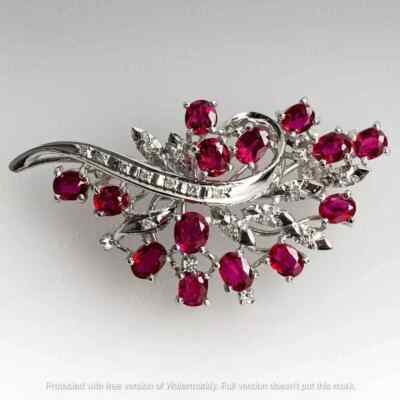 Fashionable 4.50Ct Oval Cut Red Ruby Diamond Cluster Pendant White Gold Finish