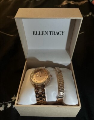 Ellen Tracy Rose Gold Watch & Bracelet Set