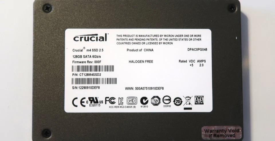 Crucial CT128M4SSD2 6Gb/s F/W:Rev 000F 128gb 2.5" Sata SSD - Image 2 of 2